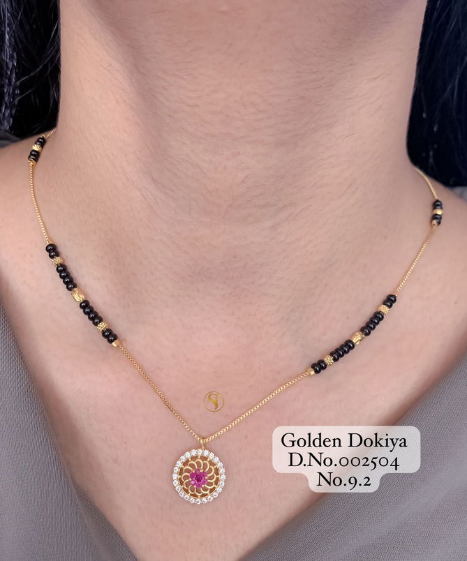 4 AD Diamond Daily Wear Golden Mangalsutra Dokiya Wholesale Shop In Surat
